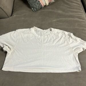 Women’s cropped lululemon t shirt- probably a size small